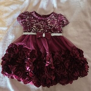 Elegant Burgundy Floral Kids Dress